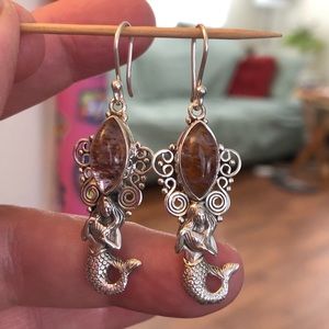 Super 7 Cacoxenite Mermaid Sterling Earrings